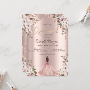 Invitation Rose Gold Parties scintillant Drips Princess Dress
