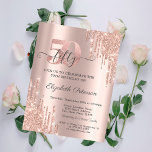 Invitation Rose Gold Parties scintillant Drips Rose Gold 50e<br><div class="desc">Moderne,  chic et glamour,  avec parties scintillant or rose,  s'écoule sur un arrière - plan or rose.</div>