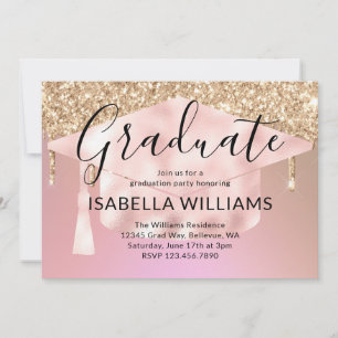 Invitation Rose Gold Parties scintillant Drives Graduation Pa