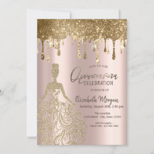 Invitation Rose Gold Parties scintillant Drives Robe Quincean