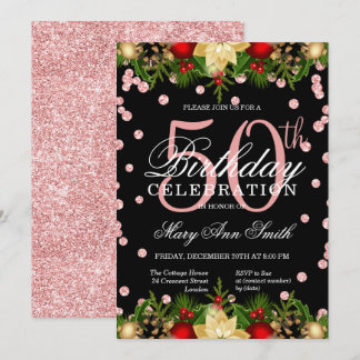 Invitation Rose Gold Parties scintillant Glam 50e anniversair