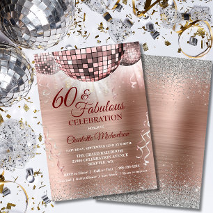 Invitation Rose Gold Parties scintillant Glam 60e Anniversair
