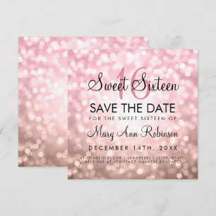 Invitation Rose Gold Parties scintillant Lights Sweet 16 Enre