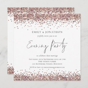 Invitation Rose Gold Parties scintillant Mariage soirée Carré