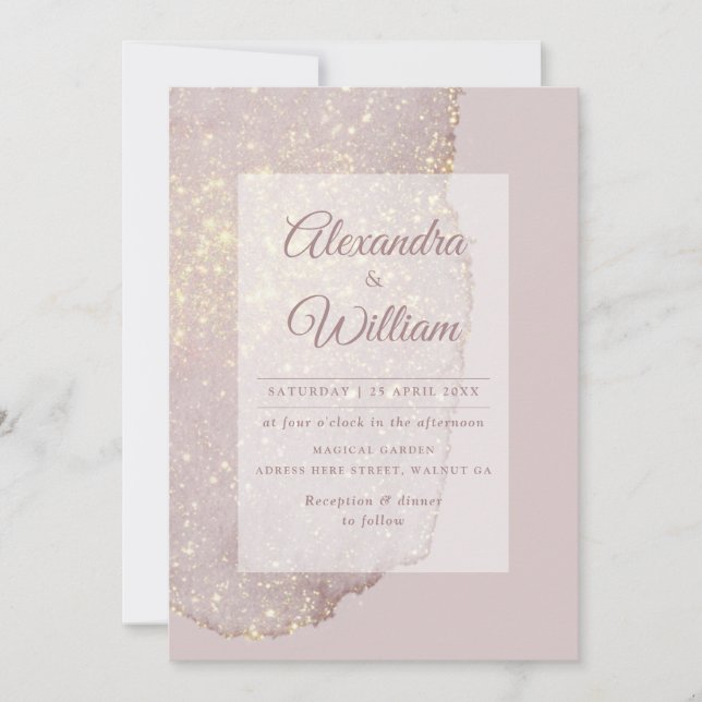 Invitation Rose Gold Parties scintillant moderne Gold Dusty R (Devant)