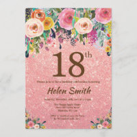 Rose Gold Parties scintillant Pink Floral 18e anni