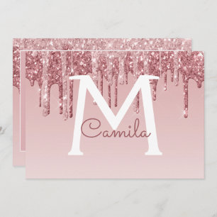 Invitation Rose Gold Parties scintillant Quinceanera Enregist