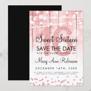 Invitation Rose Gold Parties scintillant String Lights Sweet
