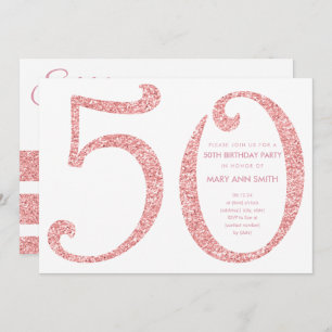 Invitation Rose Gold Parties scintillant Surprise 50e anniver