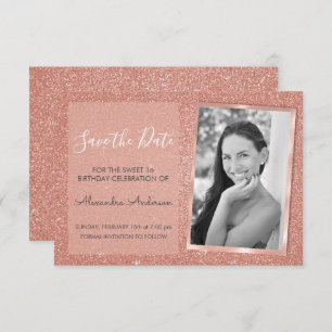 Invitation Rose Gold Parties scintillant Sweet 16 Enregistrer
