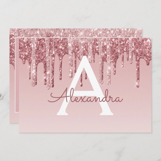 Invitation Rose Gold Parties scintillant Sweet 16 Enregistrer (Devant / Derrière)