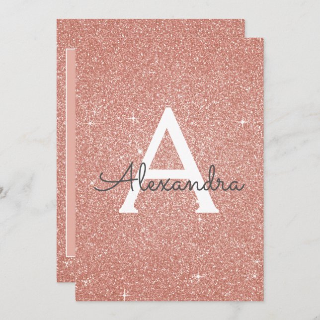 Invitation Rose Gold Parties scintillant Sweet 16 Enregistrer (Devant / Derrière)