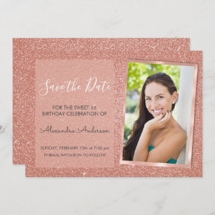 Invitation Rose Gold Parties scintillant Sweet 16 Enregistrer