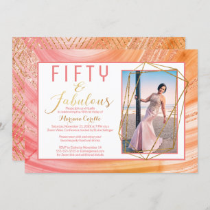 Invitation Rose Gold Parties scintillant Virtual 50 et fabule