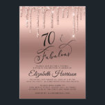 Invitation Rose Gold Parties scintillant Virtual 70th Birthda<br><div class="desc">Élégante et chic invitation de fête de soixante-dixième anniversaire avec "70 & Fabulous" dans un script élégant contre un arrière - plan rose d'or,  avec goutte rose de parties scintillant d'or faux.</div>