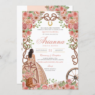 Invitation Rose Gold Pays Western Charro Quinceanera