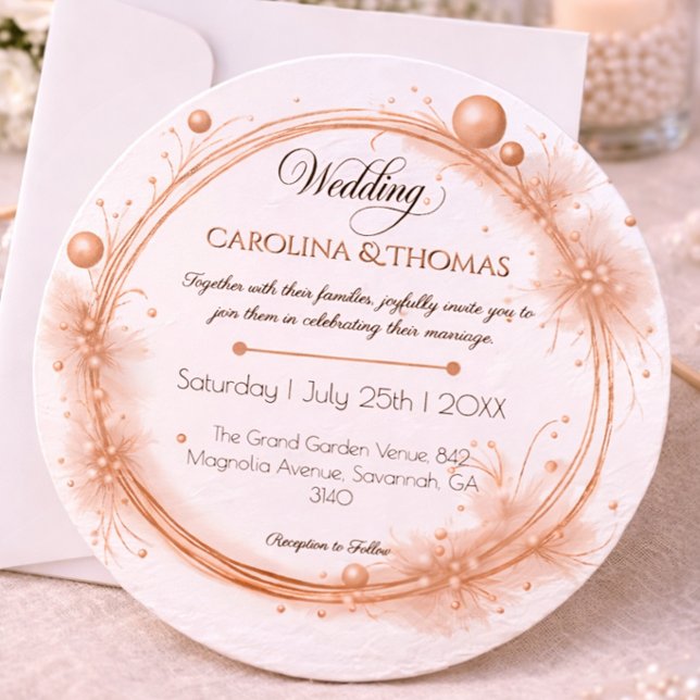 Invitation Rose Gold Pearls Modern Elegant Wedding  (Créateur téléchargé)