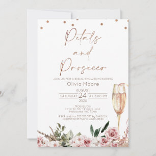 Invitation Rose Gold Petals Prosecco Boho Fête des mariées