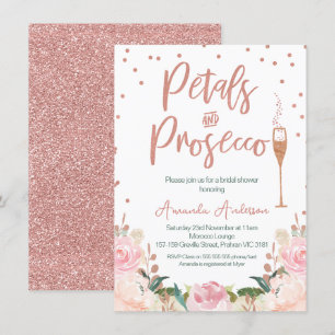 Invitation Rose Gold Petals Prosecco Fête des mariées
