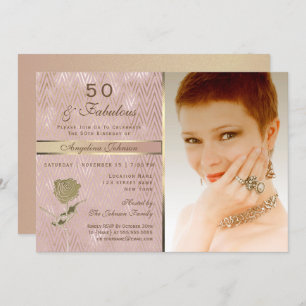Invitation Rose Gold Photo 50e anniversaire