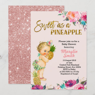 Invitation rose Gold Pineappy Baby shower