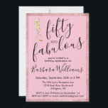Invitation *Rose Gold Pink 50 & Fabulous 50th Birthday Party<br><div class="desc">She is definitely fabulous at Fifty -- this card says it all. Elegant, pink with black lettering and with a touch of glitter, modern Fifty and Fabulous 50th birthday invitation that you can personalize and send out for your fiftieth birthday party celebration. We even have a glass of bubbly to...</div>