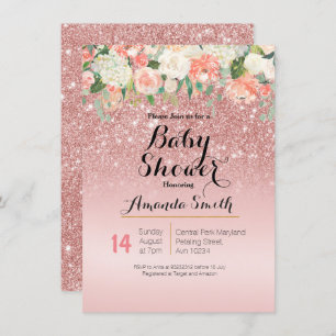 Invitation Rose Gold Pink Baby shower