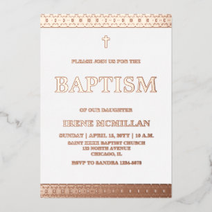 Invitation rose Gold Pink Baptism Foil