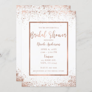 Invitation Rose Gold Pink Glam Moderne Fête de l'mariée chic