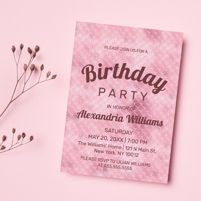 Invitation Rose gold pink glitter gradient mermaid Birthday (Rose gold pink glitter gradient mermaid Birthday)