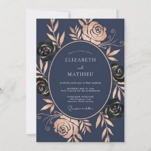 Invitation Rose Gold Poli Mariage de Minuit
