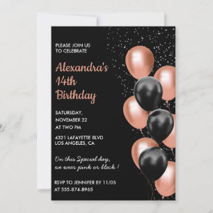Invitation rose gold pour 14ème anniversaire Ballo