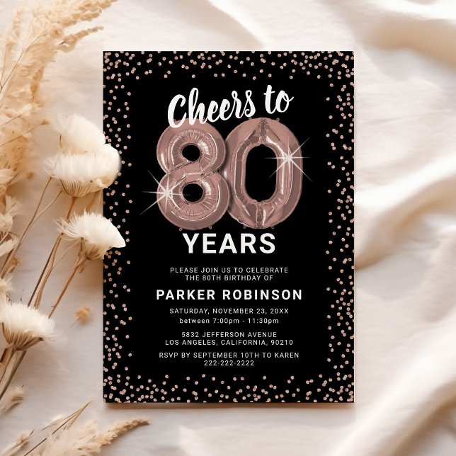 Invitation rose gold pour 80e anniversaire Glam (Créateur téléchargé)