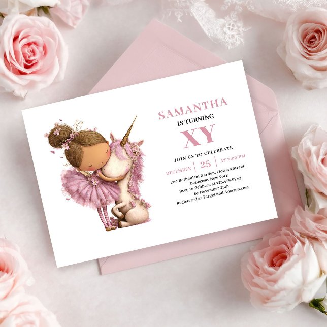 Invitation Rose Gold pour les 3 ans de Sweet Fairy (Sweet Fairy Girl 3rd Birthday Rose Gold invitation)