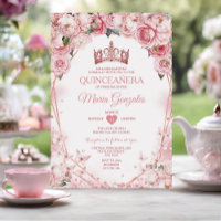 Rose Gold Quinceañera Crown Butterfly 15 Anos