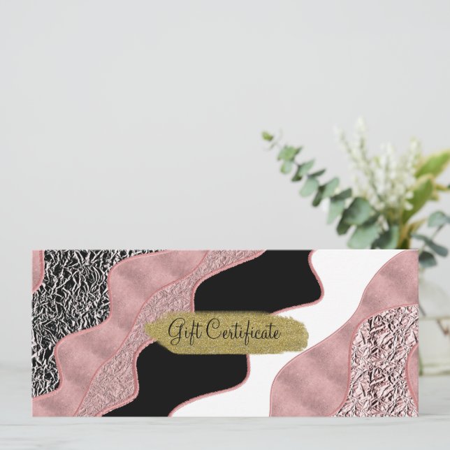 Invitation Rose Gold Rose Abstrait Vague Moderne Tendance (Debout devant)