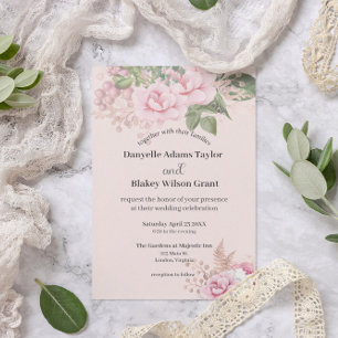 Invitation Rose Gold rose Floral Polices modernes Mariage pho
