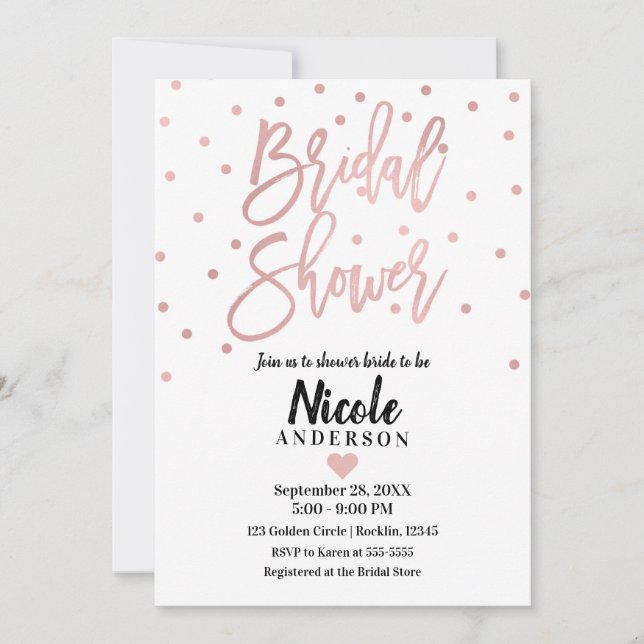 Invitation Rose Gold Rose Moderne Écriture Mariage Cérémonie  (Devant)