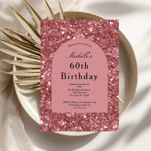 Invitation Rose Gold Rose Pailleté Glam Bling 60e Anniversair