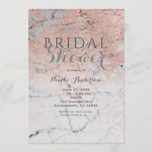 Invitation Rose Gold Rose Pâle Marbre Moderne Glam Fête