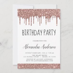 Invitation Rose Gold Rose  Parties scintillant étincelle N'im