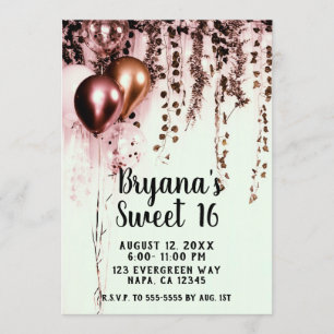 Invitation Rose Gold Rose Pink Lumières Lierre Rustique Douze