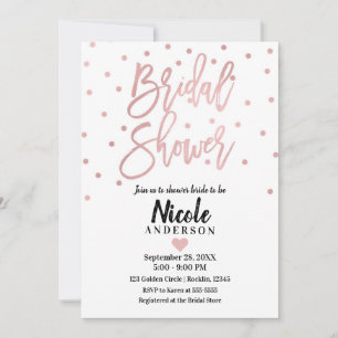 Invitation Rose Gold Rose Script Moderne Fête de Mariage