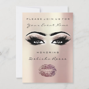 Invitation Rose Gold Sepia Lips Parties scintillant Fête des 