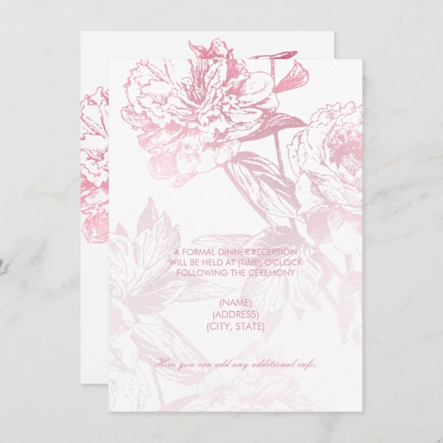 Invitation Rose Gold Simple Floral Mariage Réception Seulemen (Devant / Derrière)