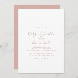 Invitation Rose Gold Simple Minimaliste Baby Sprinkle