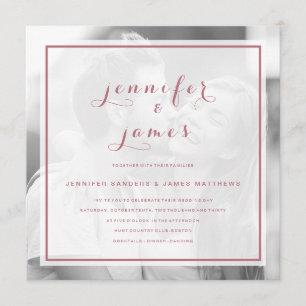 Invitation Rose Gold Simple Script Modern Photo Mariage