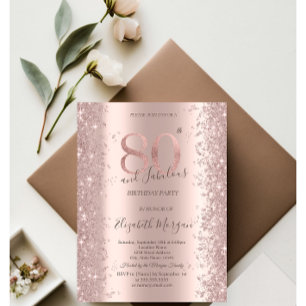 Invitation Rose Gold Sparkle Diamonds 80e Anniversaire