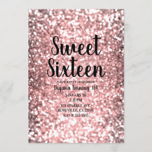 Invitation Rose Gold Sparkle Lights Parties scintillant Spark