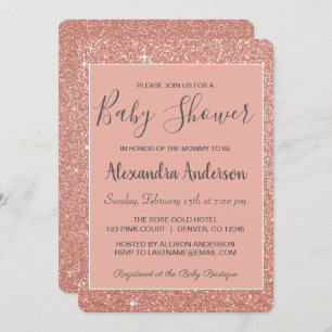 Invitation Rose Gold Sparkle Parties scintillant Baby shower 